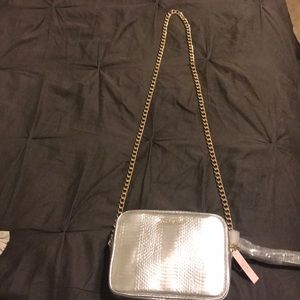 BNWT Silver Crossbody Bag w/ Gold Chain